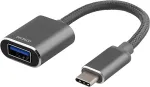 DELTACO Adapter USB-C, UAB-A, 11cm, gray / USBC-1277