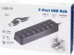 Logilink USB 3.2 Gen 1 Hub, 7-port, w/ switch for each port, black