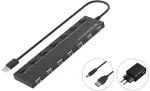 Conceptronic 7-Port Hub USB-A2.0->7xA2.0/DC m.Netz. sw