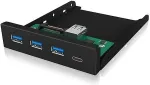 ICY BOX IB-HUB1418-i3, front panel&nbsp;(black, 3x USB 3.0 Type-A, 1x USB Type-C)