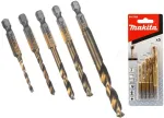 MAKITA HSS-TIN METAL DRILL BIT SET 1/4" HEX /5pcs.