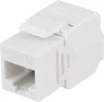 DELTACO Cat6A Keystone-uttag, 28AWG slim, verktygsfri, plast, vit