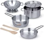 MELISSA & DOUG Spin Master - Stainless Steel Pot Set, Play Kitchen