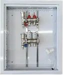 Noname Heating Manifold 2 Loops with Thermal Actuators NC AC230V and Flow Meters