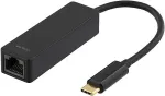 DELTACO USB 3.1 network adapter, Gigabit, 1xRJ45, 1xUSB 3.1 Type C male, black / USBC-GIGA