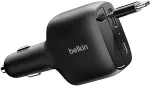 Belkin 75W 2-PORT WITH RETRACTABLE USB-C CABLE CAR CHARGER