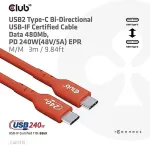 Club3D Kabel USB 2 Typ C PD 240W / 480Mb 3m St/St retail