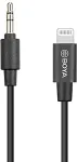 BOYA adapteri kaabel BY-K1, 3,5 mm mees TRRS kuni mees Lightning (20 cm) Black EU