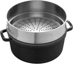 STAUB La Cocotte 24cm round, with Steamer Insert, Black