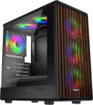 Korpus EVOLVEO Panthera, mATX/6x ARGB 120/wood+glass