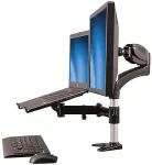 Startech .com Single-Monitor Arm - Laptop Stand - One-Touch Height Adjustment - Verstellbarer Arm (Befestigung f&uuml;r Stange, Gummipad, Laptop-Ablage, Federarm, Schwenkarm, 4 Abstandshalter, Clip zur Kabelf&uuml;hrung, Schrauben, Schl&uuml;ssel) f&uuml;r LCD-Display/N ...
