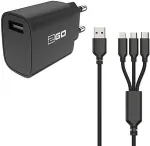 2GO Ladeger&auml;t 15W 1-Port 1x USB-A inkl. 3in1 Kabel C/M/L sw