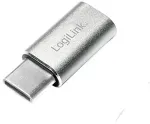 Logilink USB 2.0 Type-C adapter, C/M to Micro-USB/F, 480 Mbps, 15W, silver