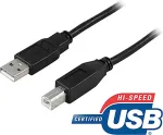 DELTACO USB 2.0 kabel A-t&uuml;&uuml;pi hane - B-t&uuml;&uuml;pi hane 3m, svart
