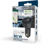GEMBIRD Car charger 30W USB-A+C PD LCD black