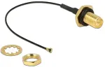 DELOCK Antennenkabel RP-SMA Buchse zum Einbau zu I-PEX Inc., MHF&reg; 4 Stecker 0.81, 10 cm Gewindel&auml;nge 9 mm spritzwassergesch&uuml;tzt