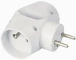 PREMIUMCORD Three-way switch 230V 10A, 2x round +1x flat socket, white