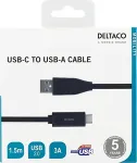 DELTACO USB 2.0 kaabel, t&uuml;&uuml;p C - t&uuml;&uuml;p A, 1,5 m, must