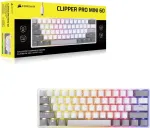 Klaviatuur CORSAIR CLIPPER PRO MINI 60 Hall Effect Gaming Keyboard, Backlit RGB LED, CORSAIR MGX Core, White , PBT DS Keycaps