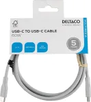 DELTACO USB-C - C USB2.0 SPR kaabel, silikoon, 1,5 m, hall