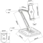 TECHly Desktop /wall arm for Tablet and iPad 4.7-12 inches adjustable black