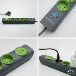 QOLTEC Power strip with backlit switch 4sockets 1xUSB C