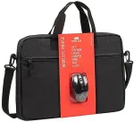 RivaCase 8038 + WIRELESS MOUSE 39.6 cm (15.6") Briefcase Black