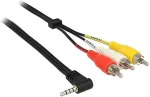 DELOCK - Video- / Audiokabel - Composite Video / Audio - Mini-Phone 3,5 mm, 4-polig (M) - RCA Phono x 3 (M) - 1,5m - Schwarz - Winkelanschluss (84724)