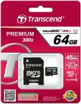 M&auml;lukaart TRANSCEND SD microSD Card 64GB SDXC UHS1 w/adapter