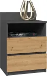 TOP E SHOP Topeshop M1 ANTRACYT/ARTISAN nightstand/bedside table 2 drawer(s) Oak