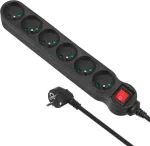 Maclean MCE225 power extension 1.5 m 6 AC outlet(s) Indoor Black