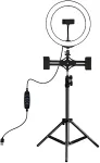 Noname LED Ring Lamp 26cm With Desktop Tripod Mount Up to 1.1m and 3 Phone Clamps, USB