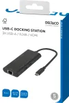 DELTACO USB-C prijungimo stotelė , viena, 1x HDMI, 3x USB-A, RJ45 / USBC-HDMI31 / 1902571