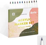 Noname Acrylic Marker Pens ARRTX, 12 Metallic Colors