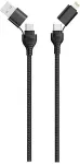 2GO USB / Type C Ladekabel 4 in 1 USB A, Lighn. 120cm sw