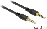 DeLOCK Klinkenkabel 3,5 mm 4 Pin Stecker zu Stecker 2 m schwarz