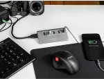 DELOCK USB 10 Gbps hub with 4 USB Type-A ports + 1 quick charging port, USB hub (grey, incl. power supply)