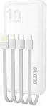 Dudao K6Pro Universal 10000mAh Power Bank with USB Cable Type C Lightning white