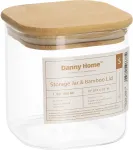 Home4you Klaaspurk JAR 10x10xH10cm 800ml bambusest kaanega