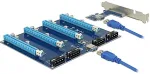 V&otilde;rgukaart DELOCK Riser Karte PCI Express x1 > 4 x PCIe x16 mit 60 cm USB Kabel (41427)