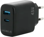 MOBILIS WALL CHARGER - 45W - 1 USB A + 1 USB C - GAN
