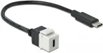 Delock Keystone Modul USB 5 Gbps Type-C&trade; Buchse zu USB Type-C&trade; Stecker mit Kabel 25 cm