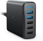 ANKER PowerPort Speed 5, 63W 5-pordiline USB laadija, toiteplokk Quick Charge 3.0-ga