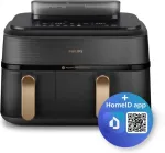Frit&uuml;&uuml;r Uknown Philips 5000 series NA552/00 fryer Double 9 L Stand-alone 2750 W Hot air fryer Black, Gold