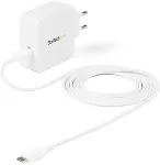 StarTech.com USB C Wall Charger - 60W PD 1m cable - Portable Travel USB Type C Fast Charge Universal Laptop Adapter - USB IF/CE Certified (WCH1CEU) - Netzteil - 60 Watt - 3 A (USB-C mit Stromversorgung) - auf Kabel: USB-C