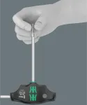 WERA 454/7 HF set 2 T-handle screwdrivers + rack, 7 pieces (black/green, with holding function)
