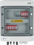 EMITER Switchgear attached DCAC hermetic IP65 EMITTER with DC surge arrester Dehn 1000V type 2, 2 x PV string, 2 x MPPT // og. AC Dehn type 2, 10A 3-F