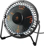 Deltaco Gaming USB t&ouml;&ouml;laua ventilaator kellaga, must