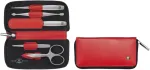 Zwilling Twinox Travel Set &ndash; Red 5-Piece Leather Pouch - Red