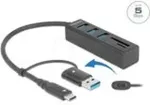 DELOCK 4P USB 3.2 Gen1+SD/mSD+USB-C/A - 63859